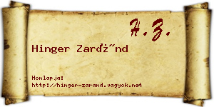 Hinger Zaránd névjegykártya